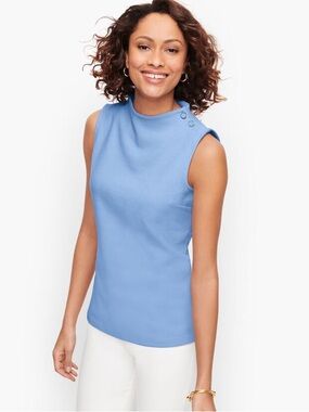 Talbots Sleeveless Mock Neck Tank in Sky Blue